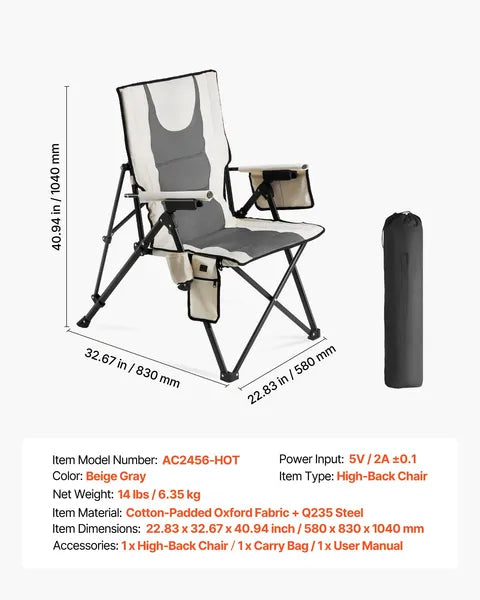 Chaise de camping chauffée VEVOR