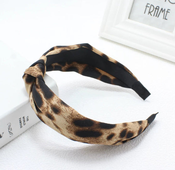 Chanel-style noir et blanc Contraste Leopard-print Tête de bande et tissu cheveux Cli
