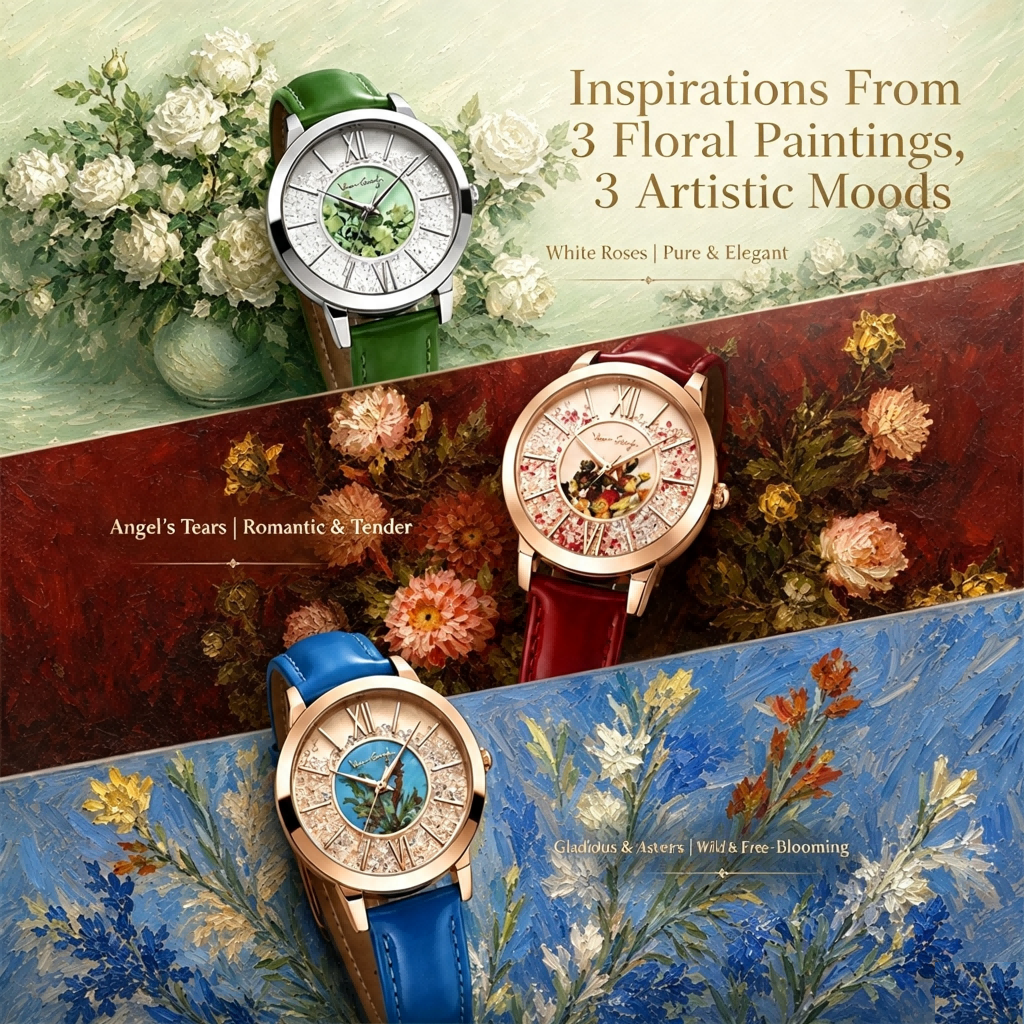 Bracelet en cuir de montre en quartz artistique féminin Van Gogh