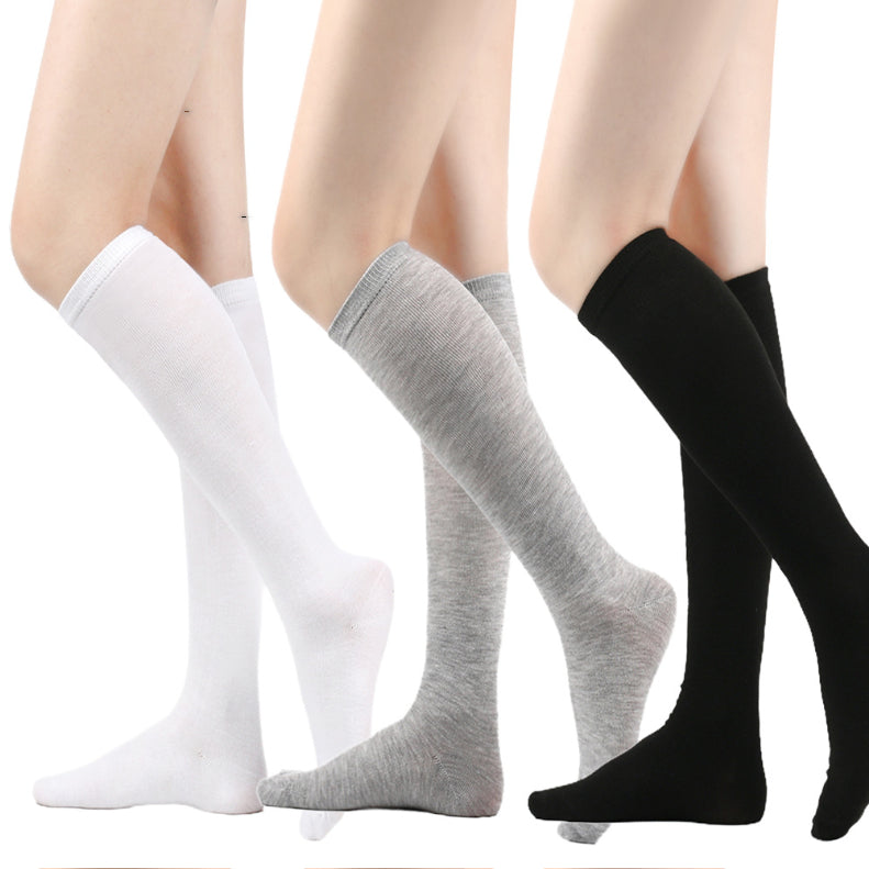 Chaussettes en coton noir Longueur du genou