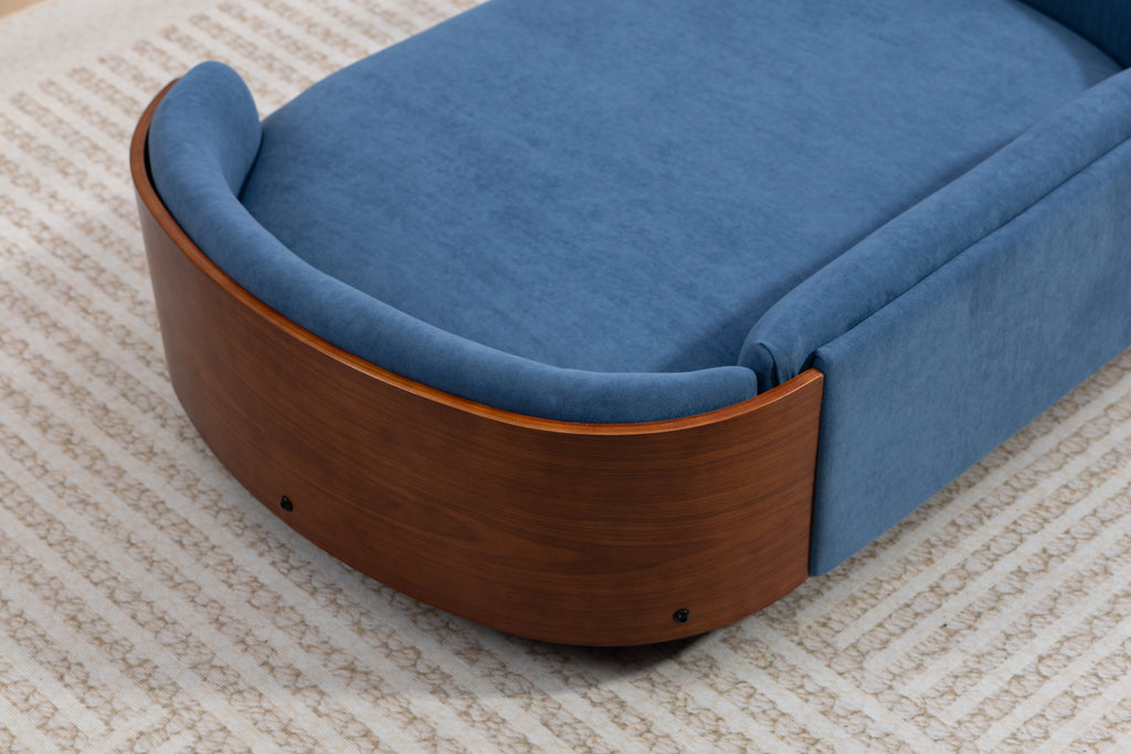 Style scandinave Lit de chien élevé Sofa Pet avec pieds en bois massif et noyer Bent Wood Bac