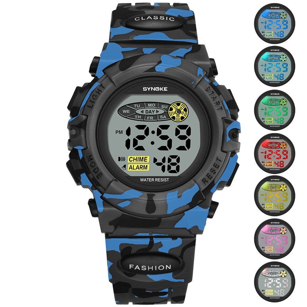 Colorful Luminous Étudiant Personnalité Camouflage Sports Watch