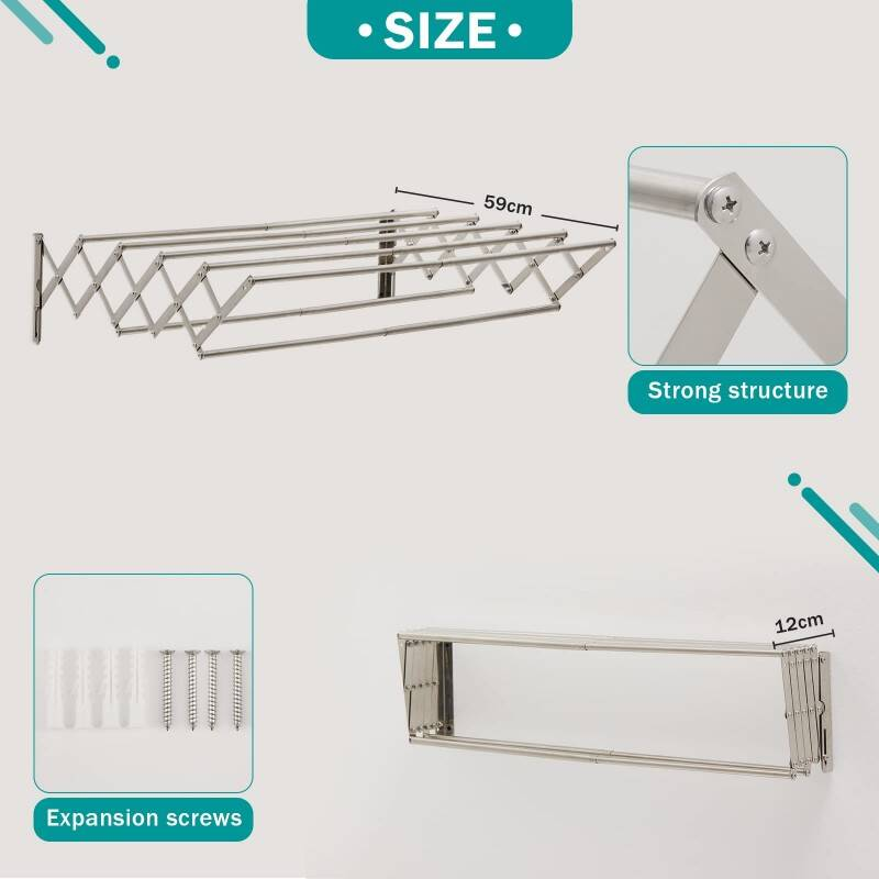 Rack de séchage mural pliable et extensible 42-80cm