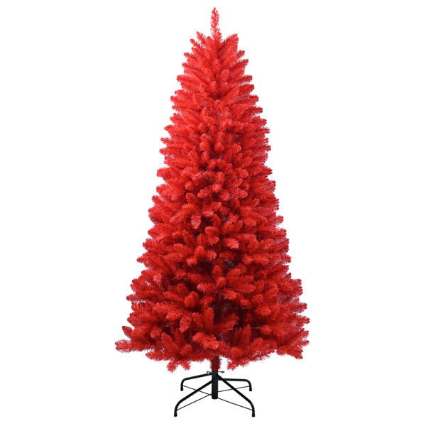 5FT Arbre de Noël rouge – Pure Arbre de PVC rouge avec 624 conseils