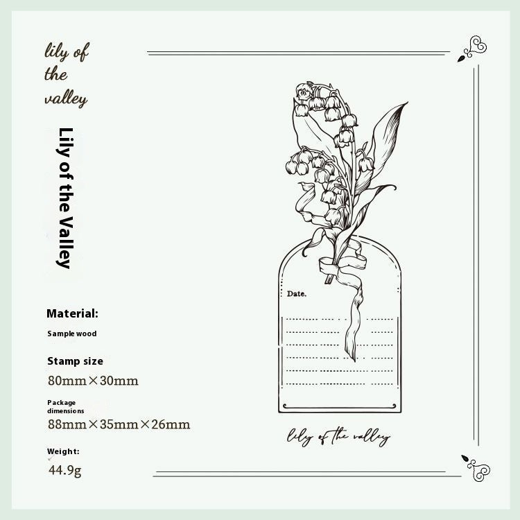 Timbre en bois frais et rétro Fleur Artistic Flower Notebook Diy Matière décorative Woode