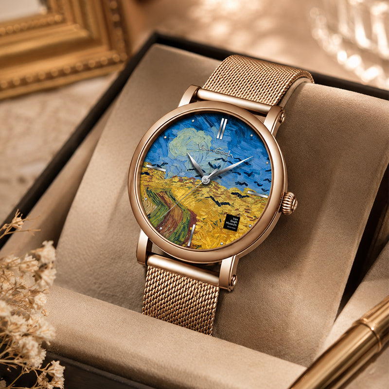 Van Gogh Wheatfield avec Crows Series Montre Quartz pour Femme
