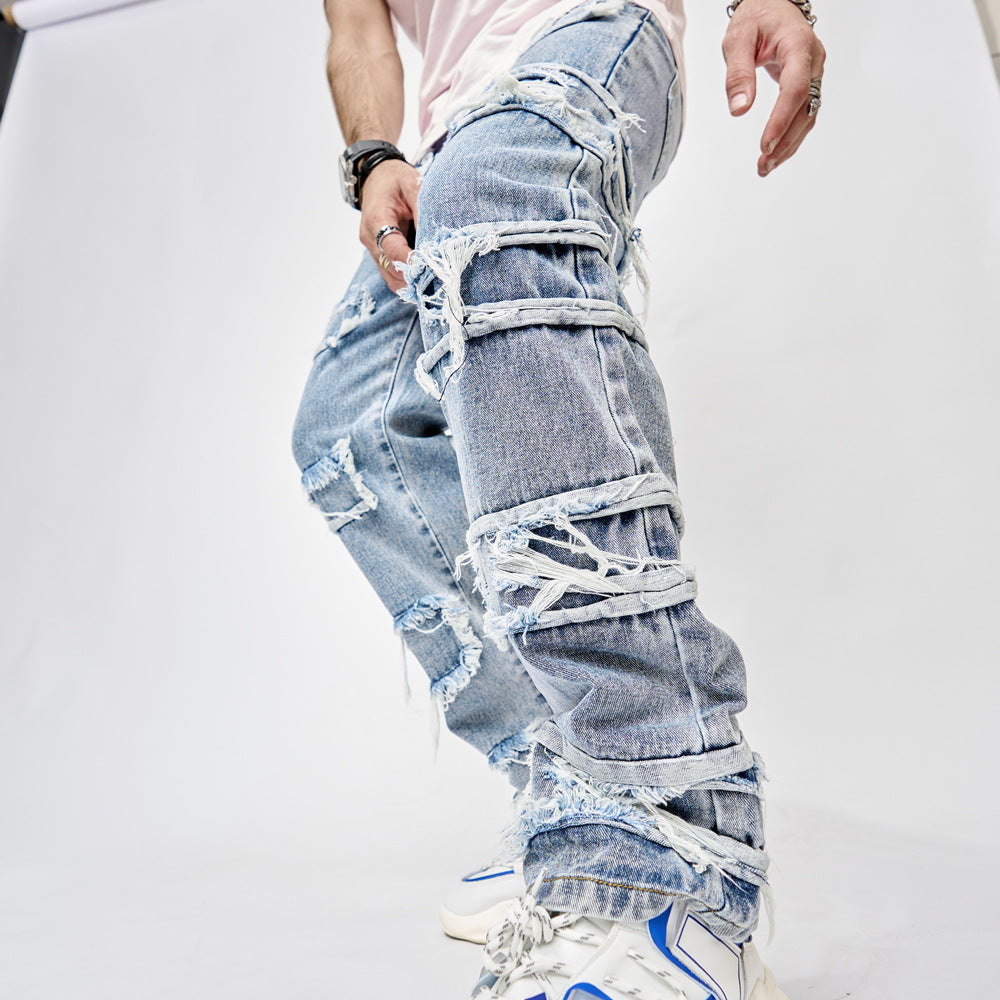 Commerce extérieur Rétro Casual Bionic Denim Homme Mode américaine Loose Pantalons High Street