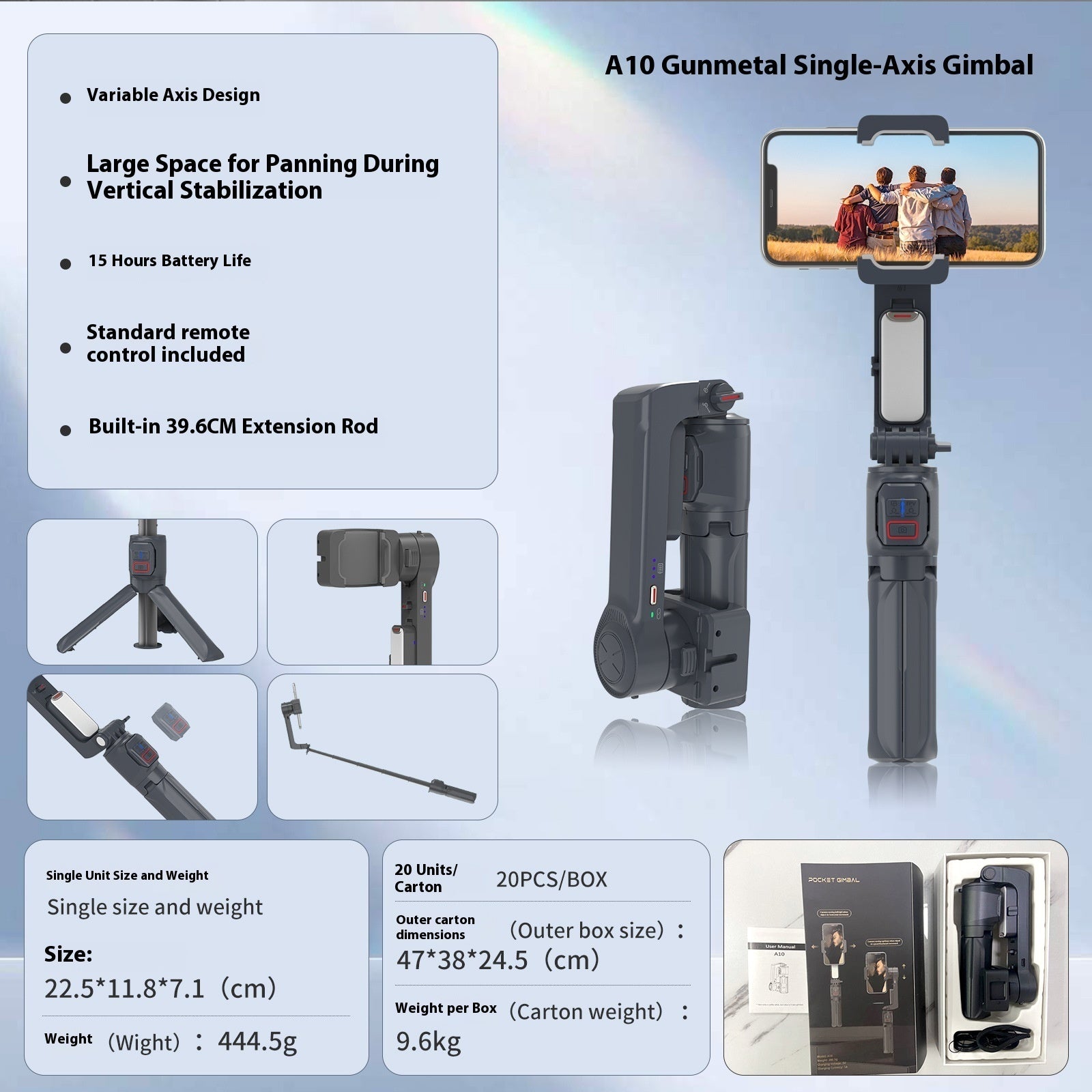 Multi-fonctionnel Selfie Stick Support de téléphone portable Trépied de sol portatif