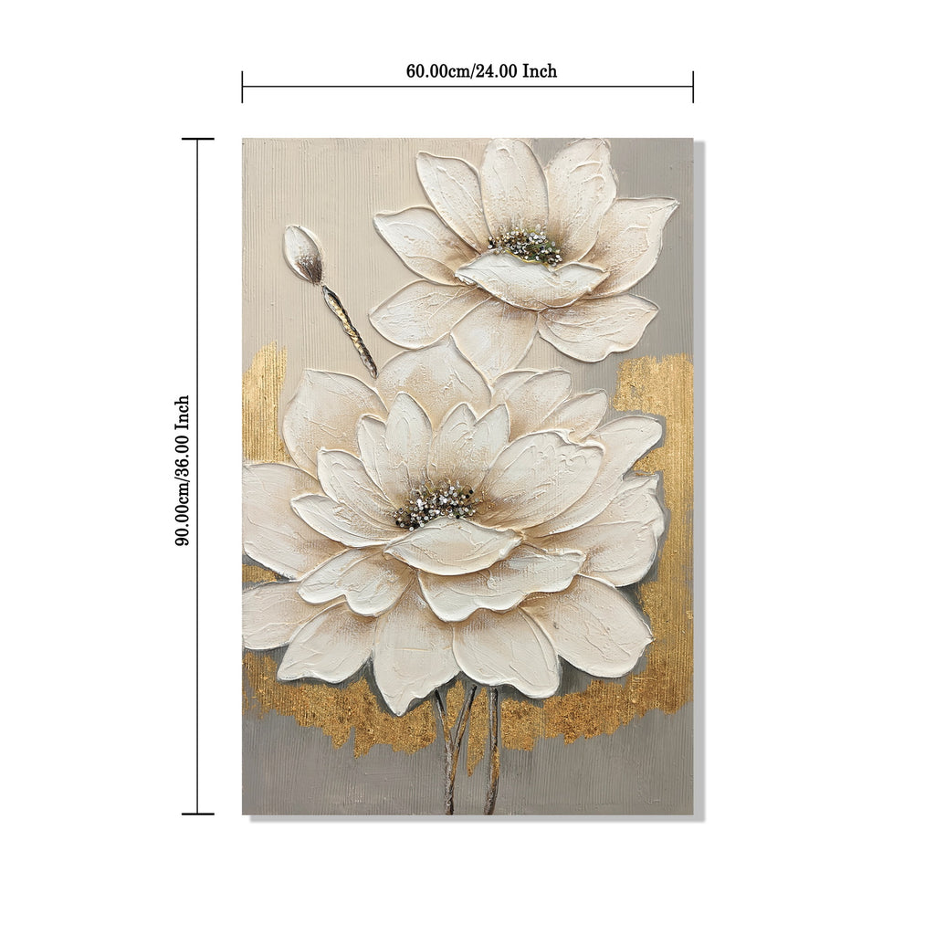24x36 Blanc Lotus Fleur Toile Wall Art