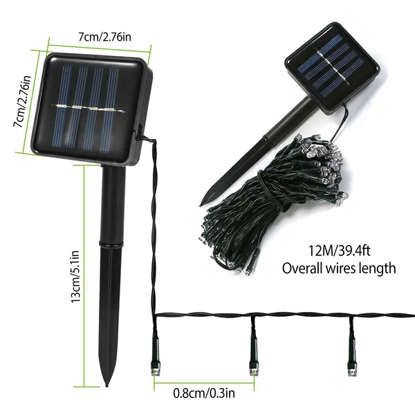 Solar LED String Lights Solar Powered Fairy String Light 12M
