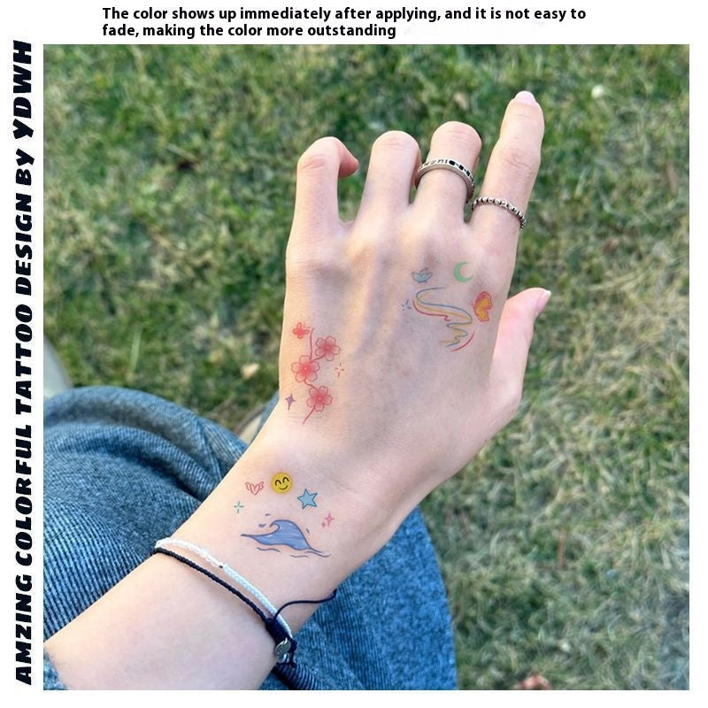 Sticker de tatouage à l'épaule couleur Lune papillon