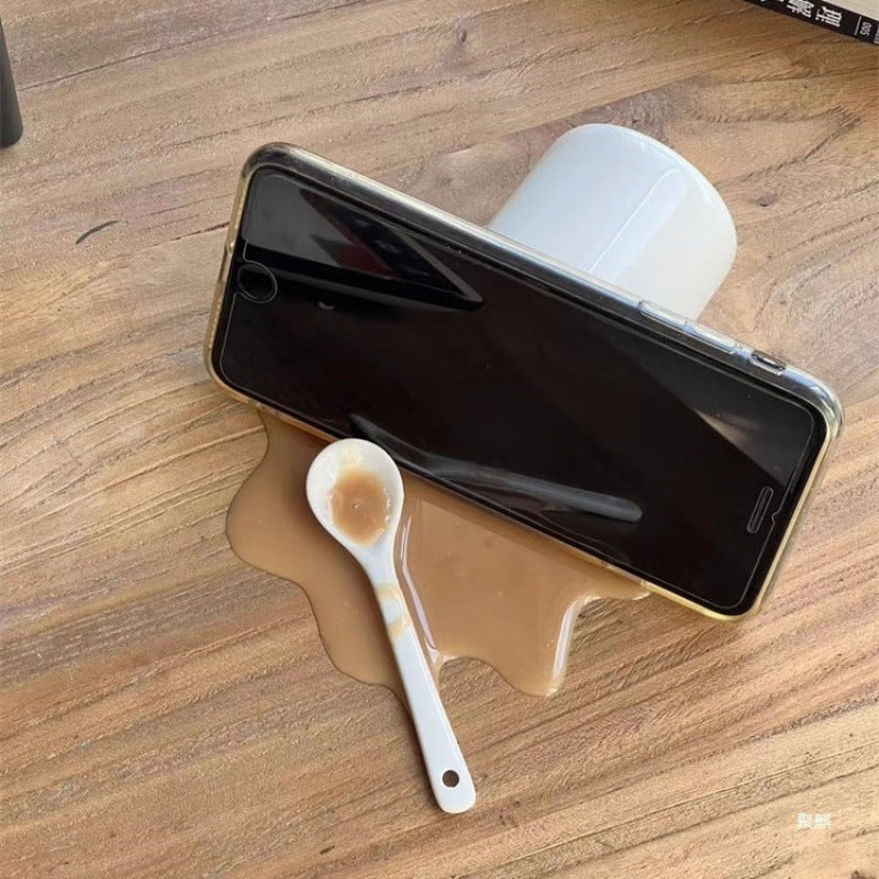 Spilled Coffee Decoration Funny Gift Mobile Phone Holder