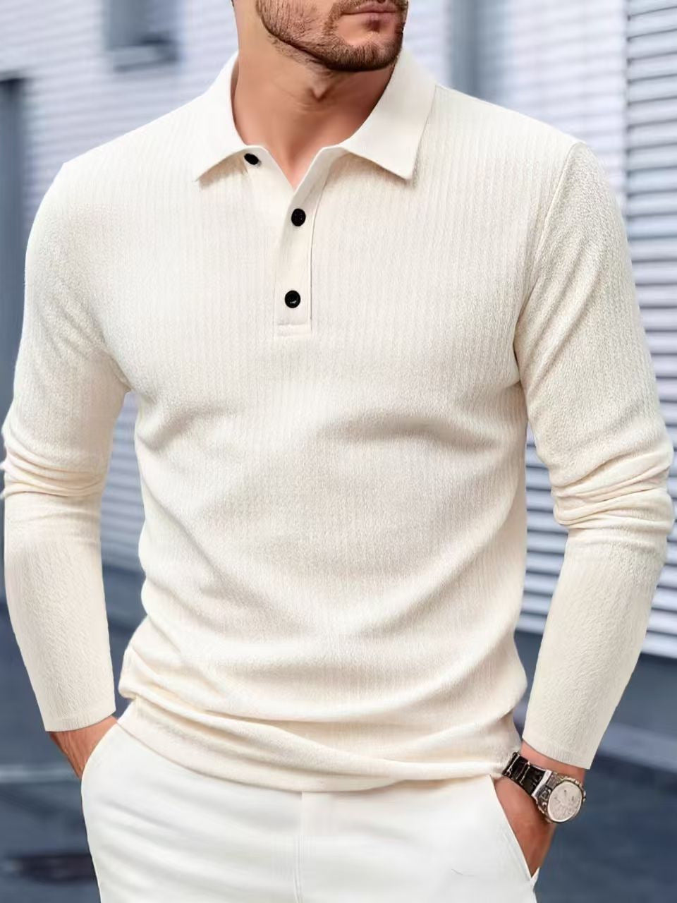 Chemise Polo casual homme à manches longues