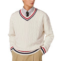 Bloc de couleur Col V Col à manches longues Chandail casual élégant Automnehiver