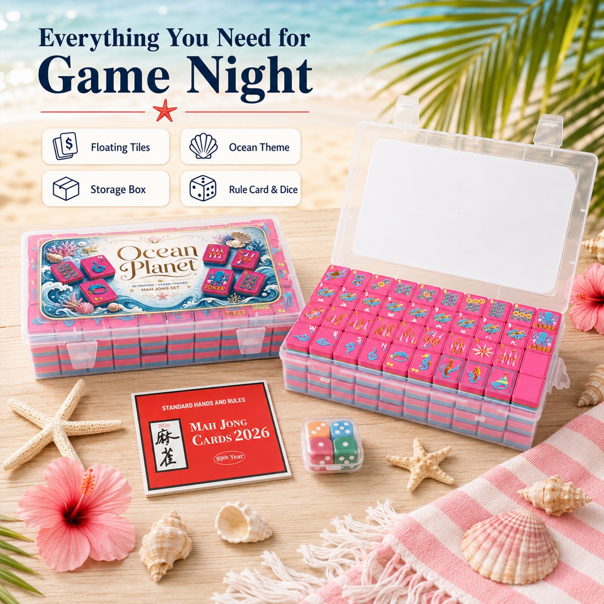 160PCS flottant American Mahjong Set Ocean Thème