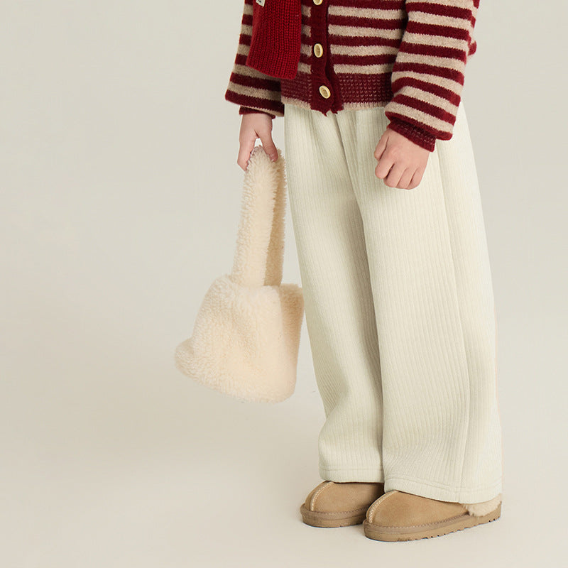 Pantalons à jambes droites doublés de polaire