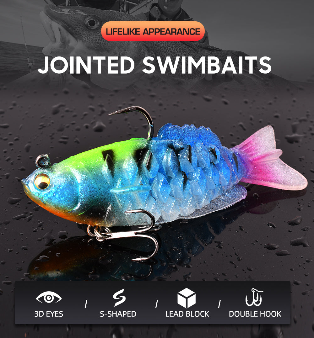 Soft Shad Bait Ultrasoft Multisection Silicone Jig Head Lure Dark Sleeper Swimbait Pour Bas