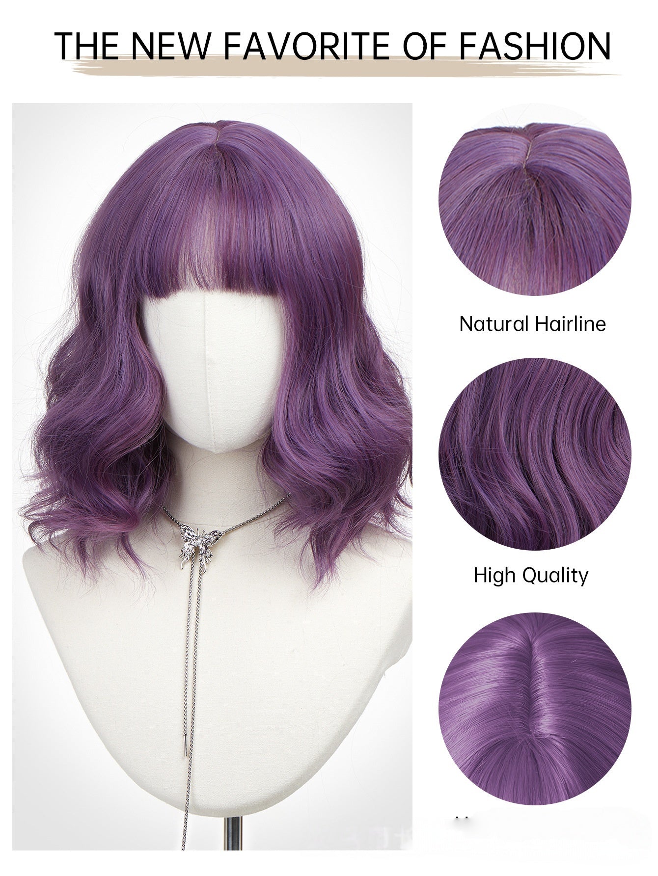 Wig Full-head Wig Bangs cheveux bouclés courts