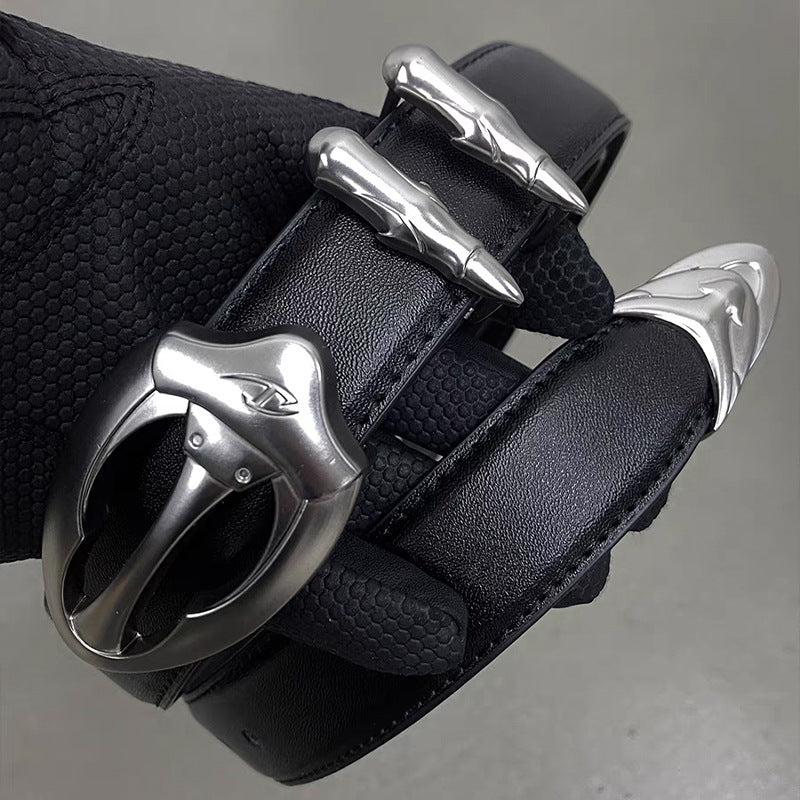 Boucle d'argent rétro Bullet avec ceinture de denim