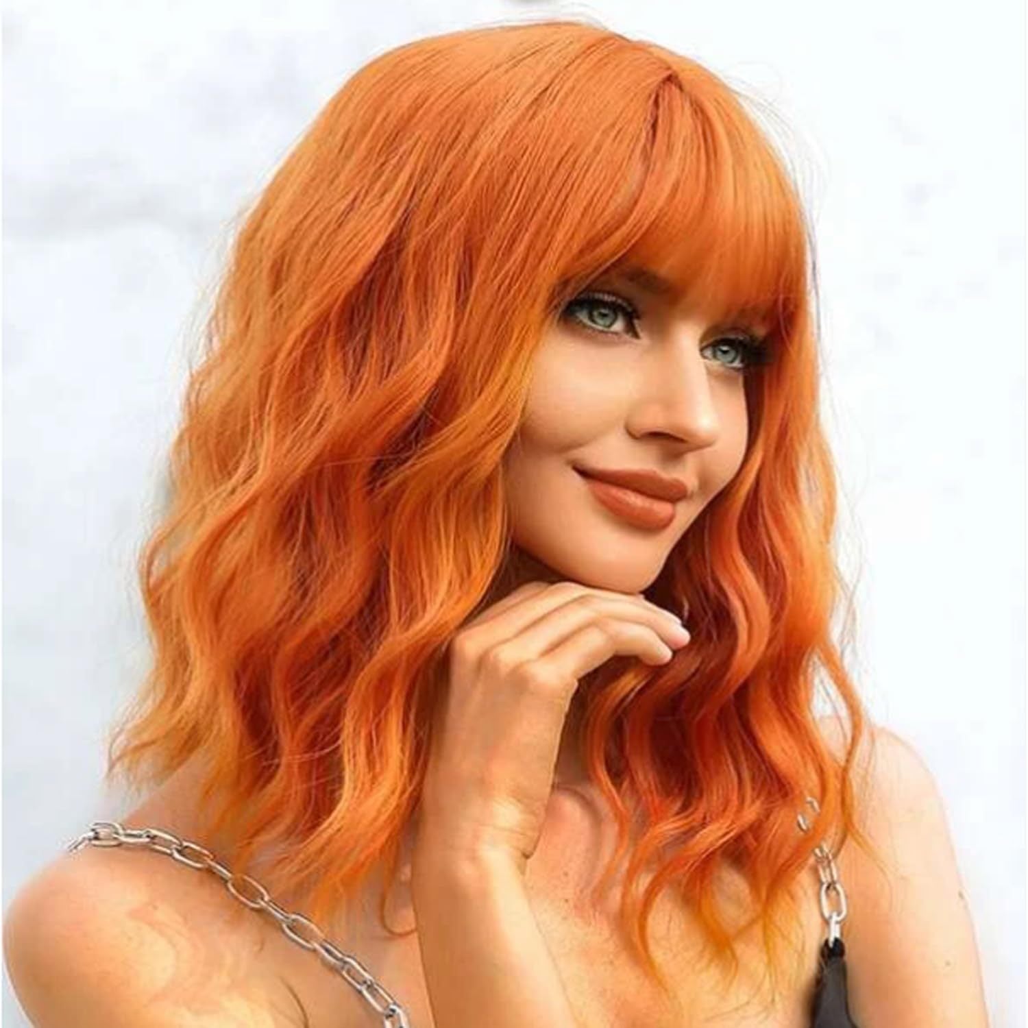 Wig Full-head Wig Bangs cheveux bouclés courts