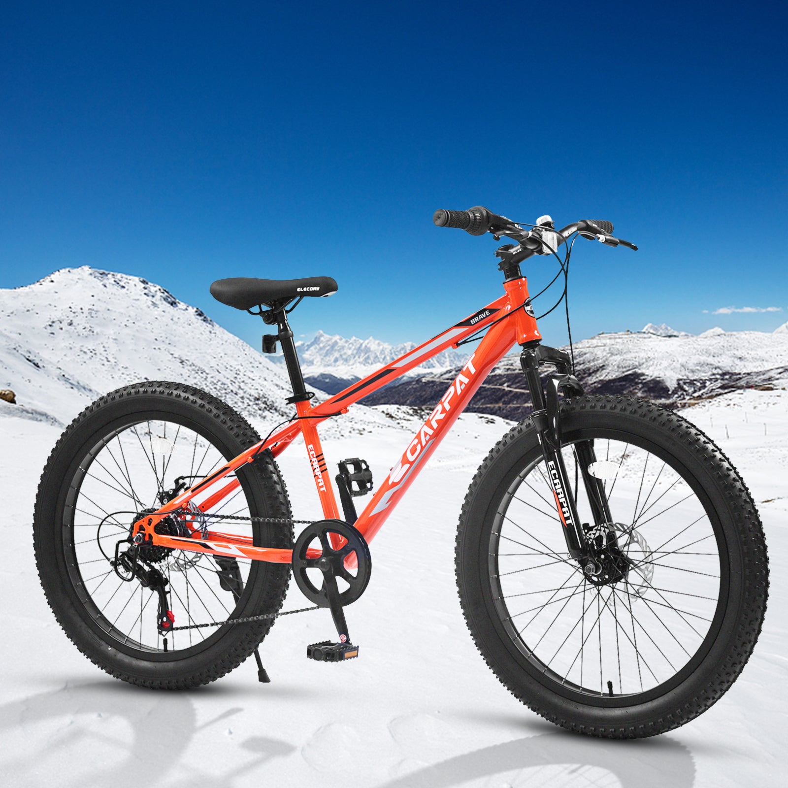S24109 Élecony 24 pouces Fat Tire vélo adulte et jeune complet Shimano 7 vitesses VTT
