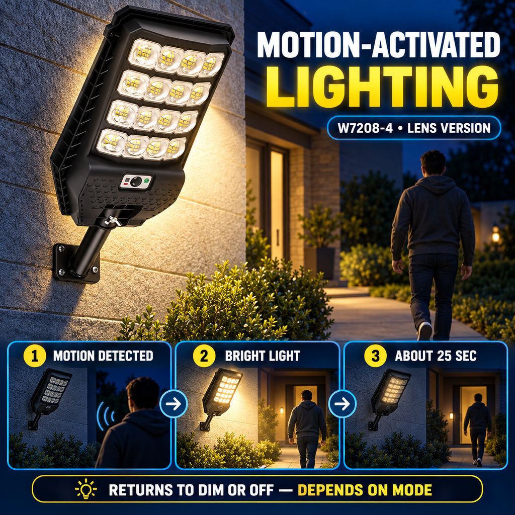 Solar Powered Motion Sensor Outdoor Light W7208 4 Noir pour Garden Yard Street Wall LED