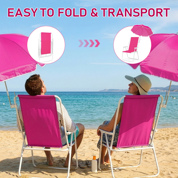 1 Pack pliant chaise de plage avec parapluie