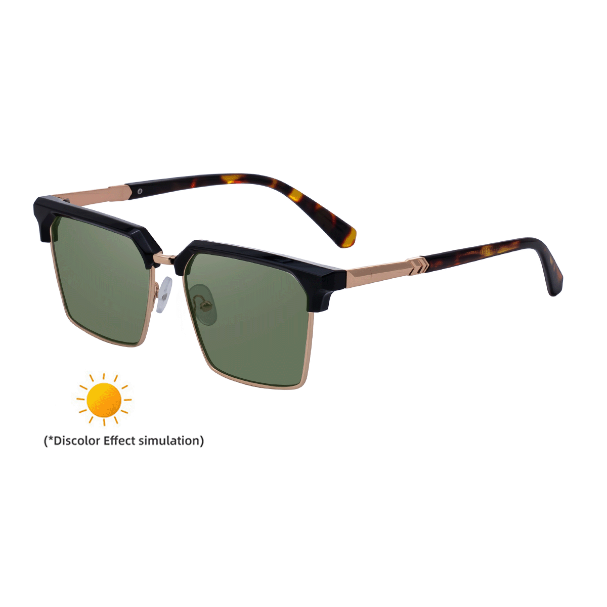 Lunettes de soleil européennes et américaines pour sourcils de mode à demi-forme en couleur changeante pour hommes