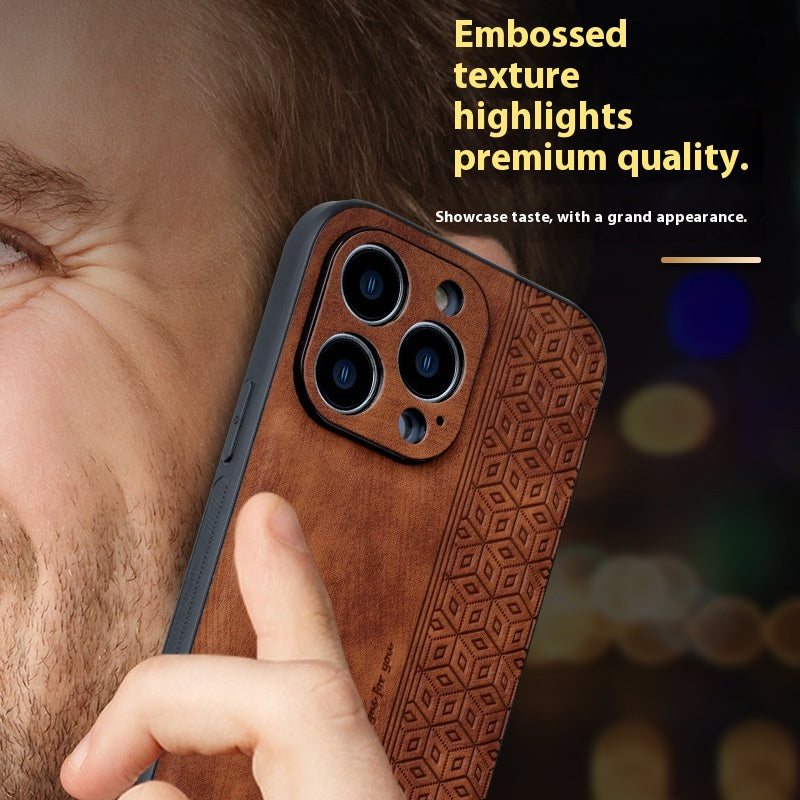 Coque de téléphone Peau d'impression sensible Motif en cuir Résistant aux chutes Shel de protection pour les entreprises