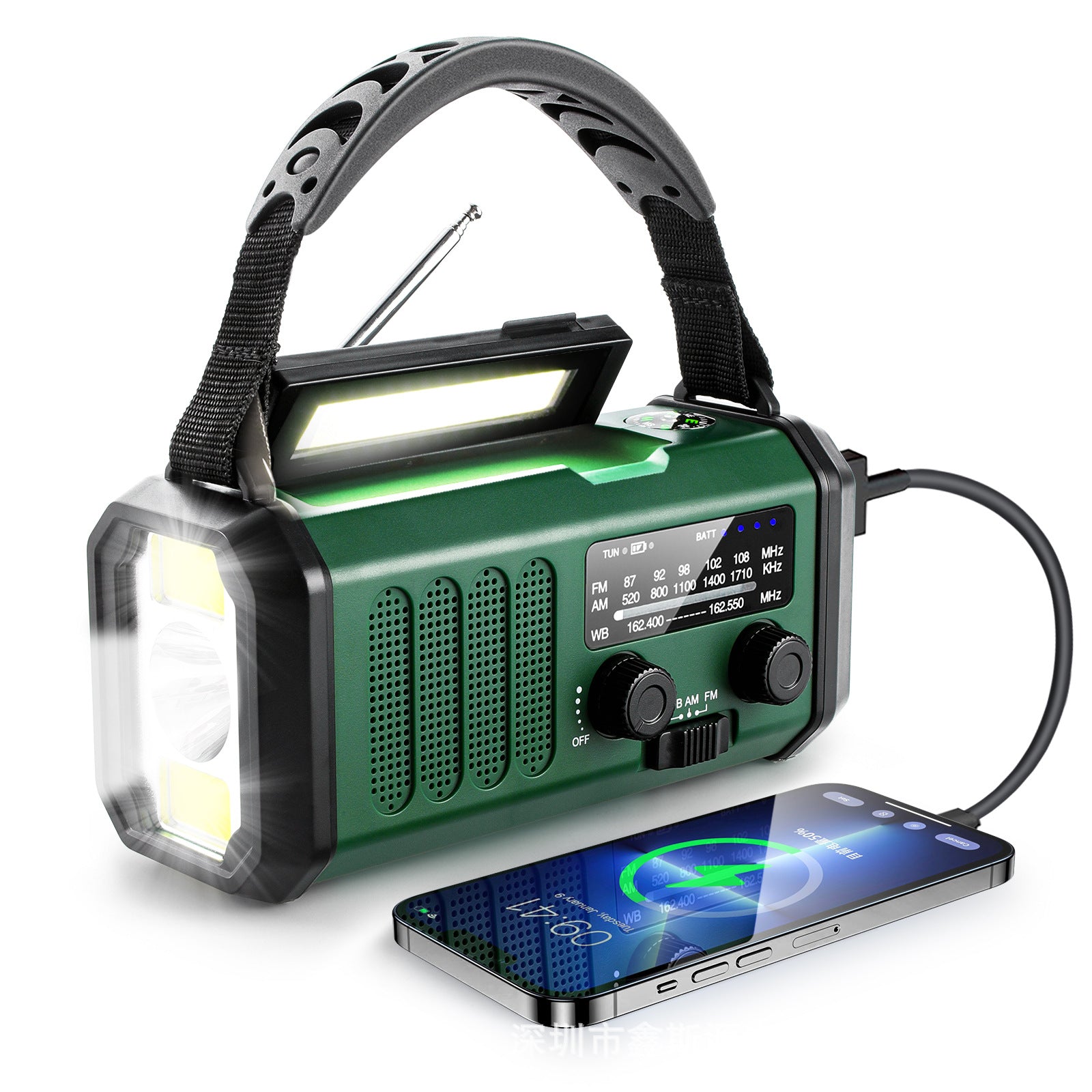 Lampe de poche portable de charge solaire FMAM d'urgence extérieure