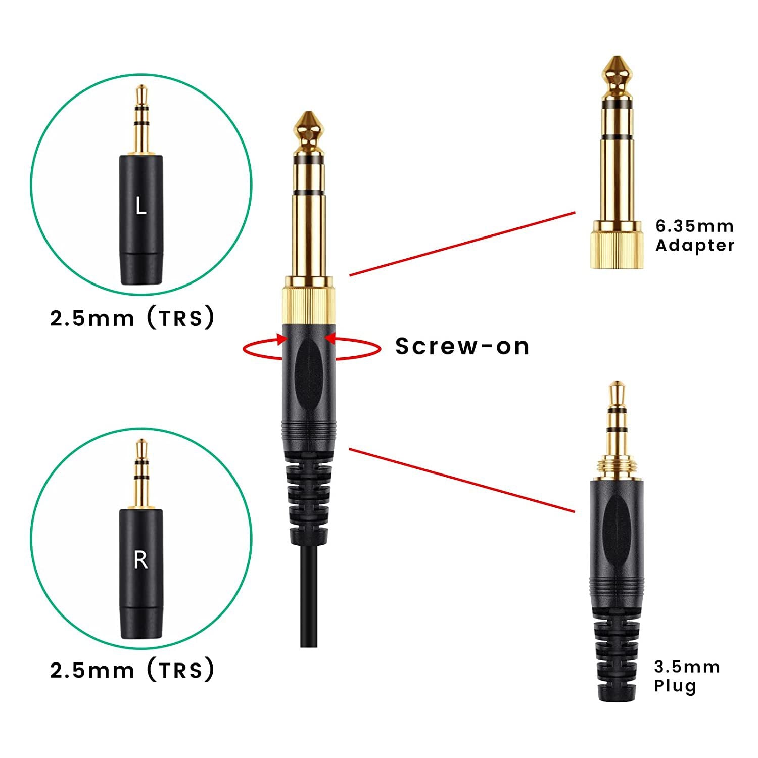 Convient pour HE400i He560 Double casque de prise 25mm câble de ressort
