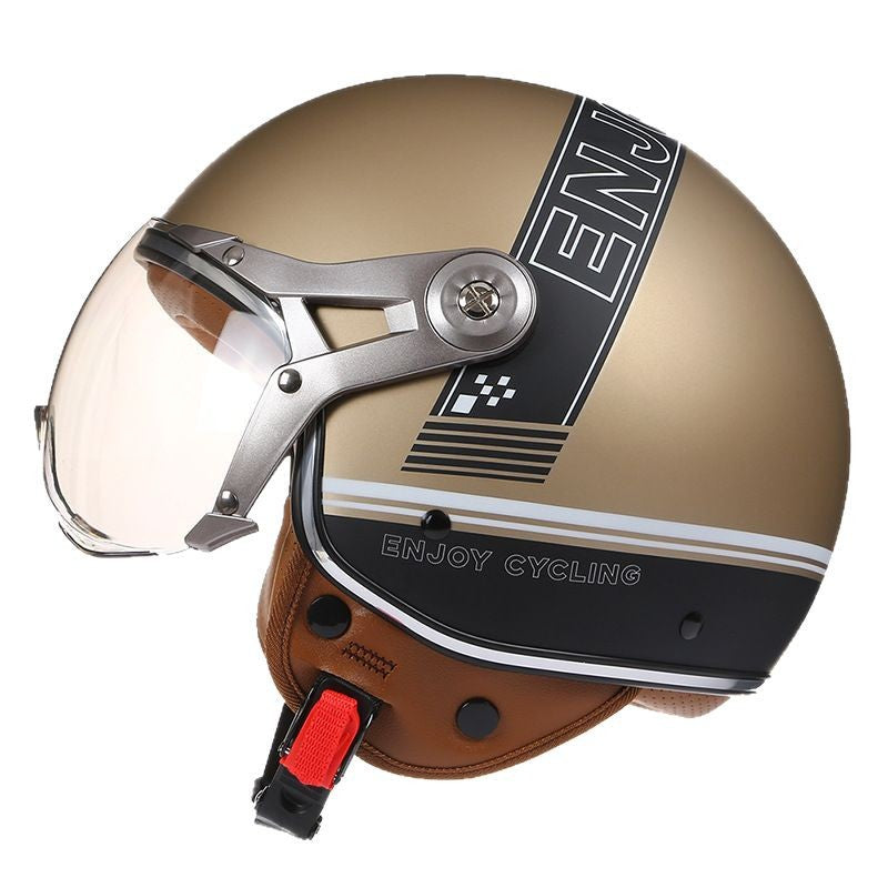 Casque de moto électrique imprimé à demi-couvert pour femmes
