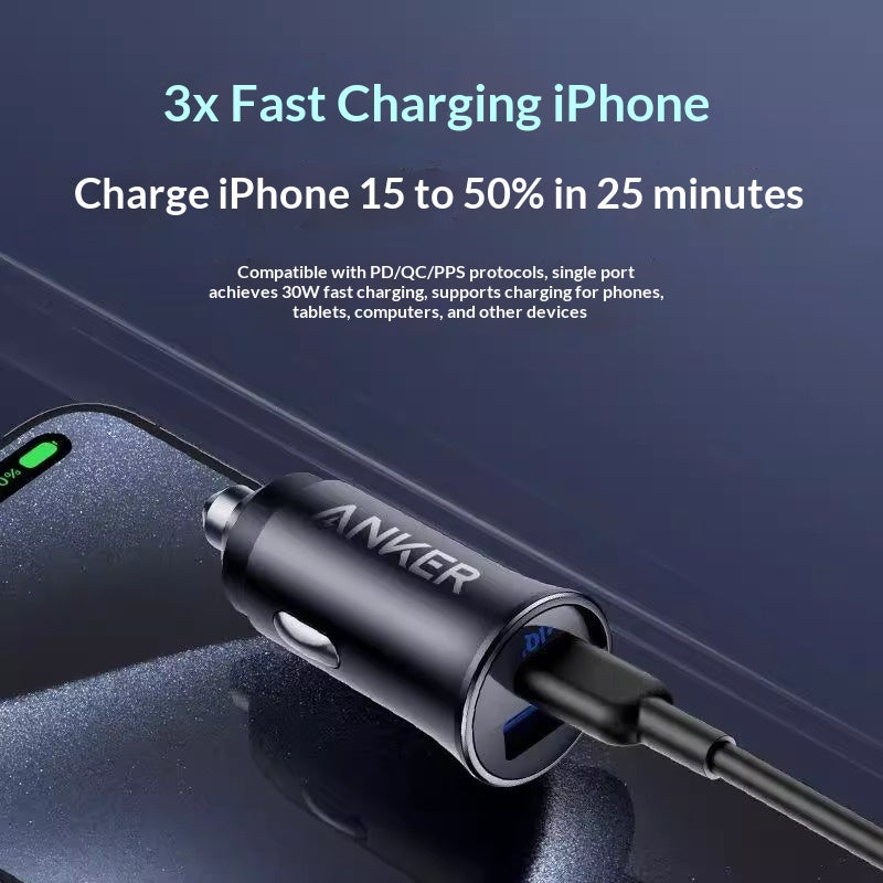 Chargeur de voiture rapide à double port de 30 W CU Anker