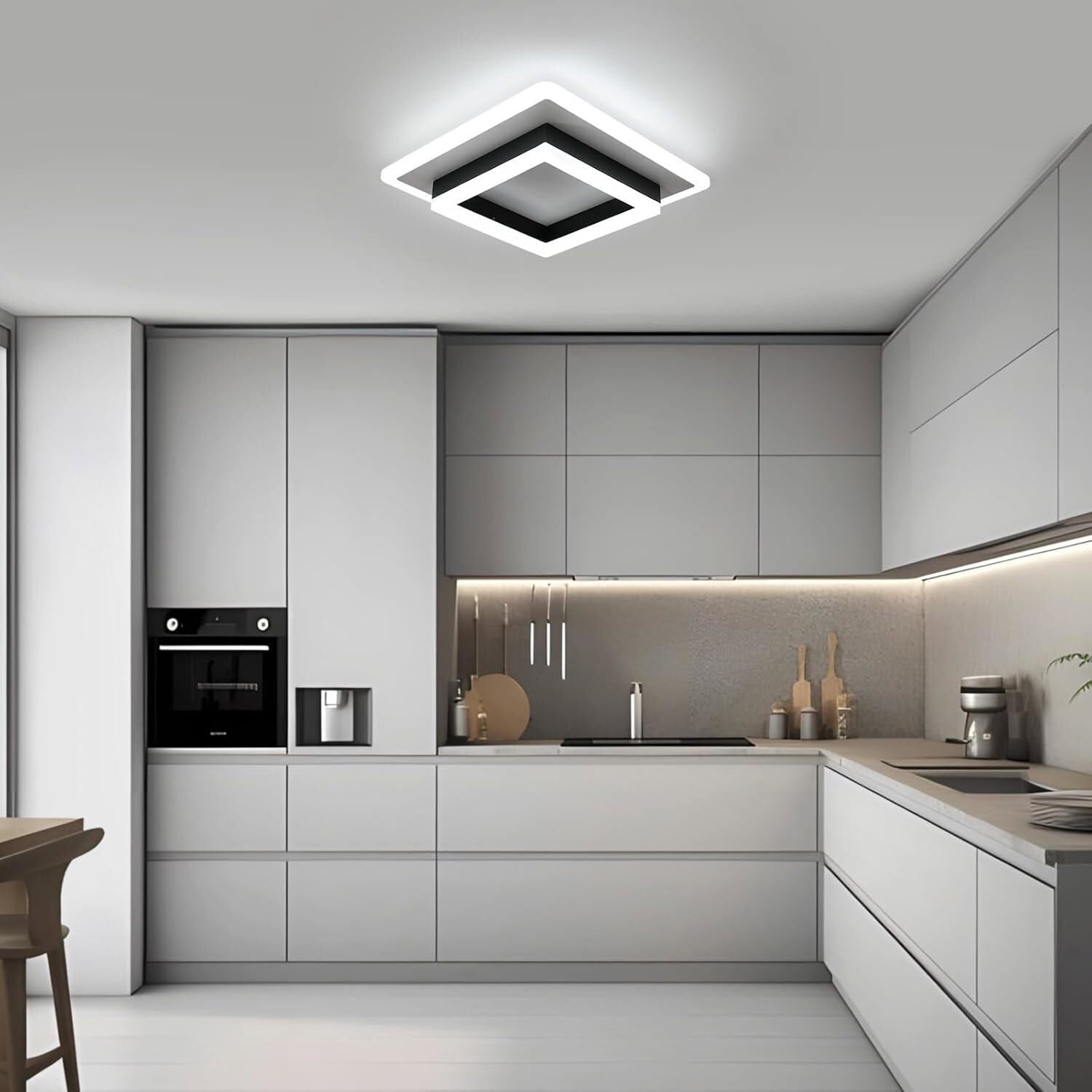 30W Plafond lumière Modern Square LED Cool Blanc Chandelier pour salon