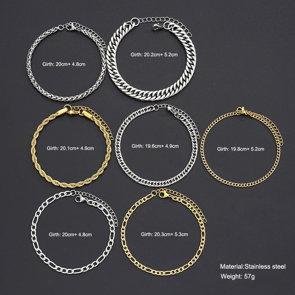 Bracelet homme et femme en acier inoxydable de style européen et américain