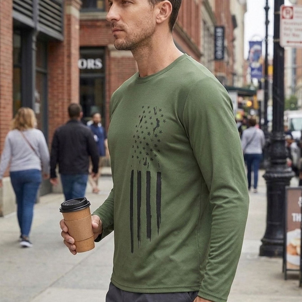 Hommes Outdoor Casual Sportif Col d'équipage Manches longues