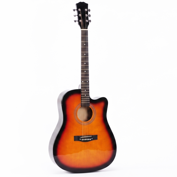 Coucher de soleil 41 pouces Dreadnought en forme de barrique Guitare acoustique avec choix
