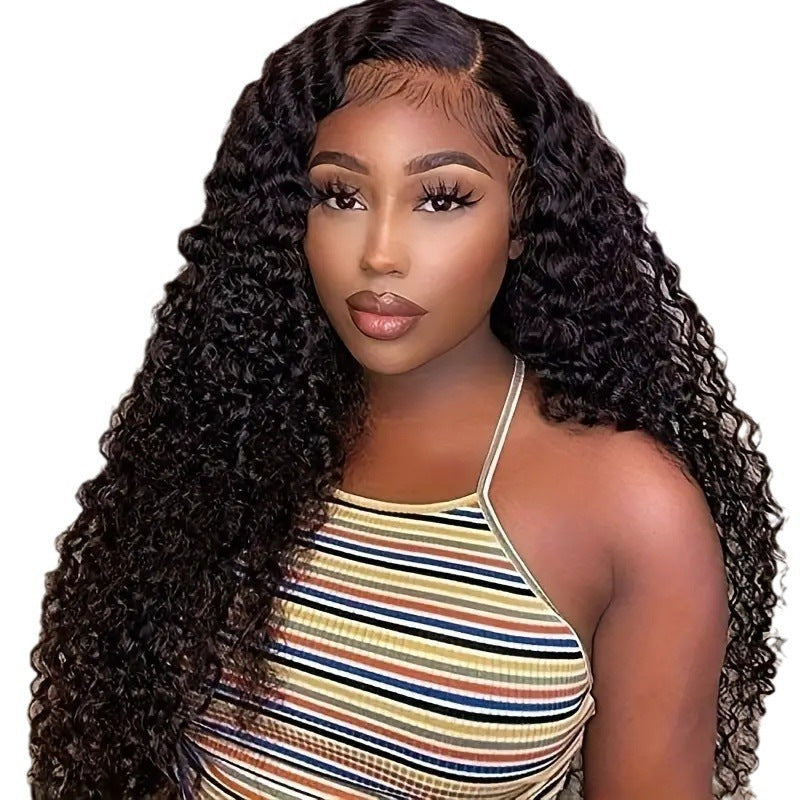 Ancienne Lady Dentelle Lady Middle Part Long Wavy Coiffure Fluffy Naturel Pleine Tête