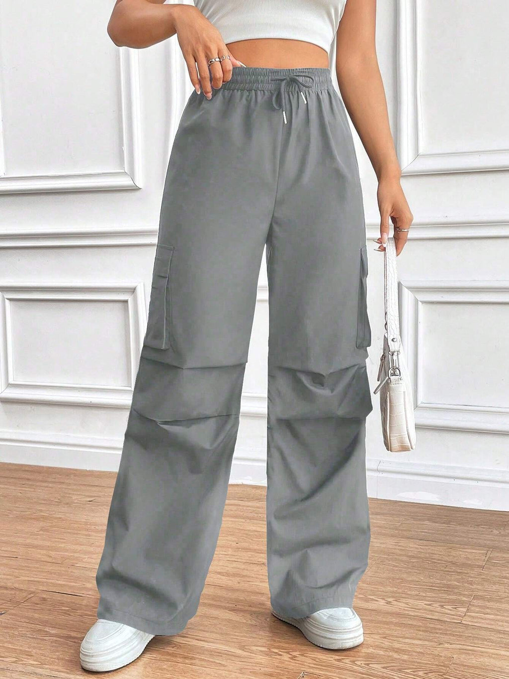 Spring And Summer Thin Elastic Waist Drawstring High Waist Cover Bag Design Loose Commuter