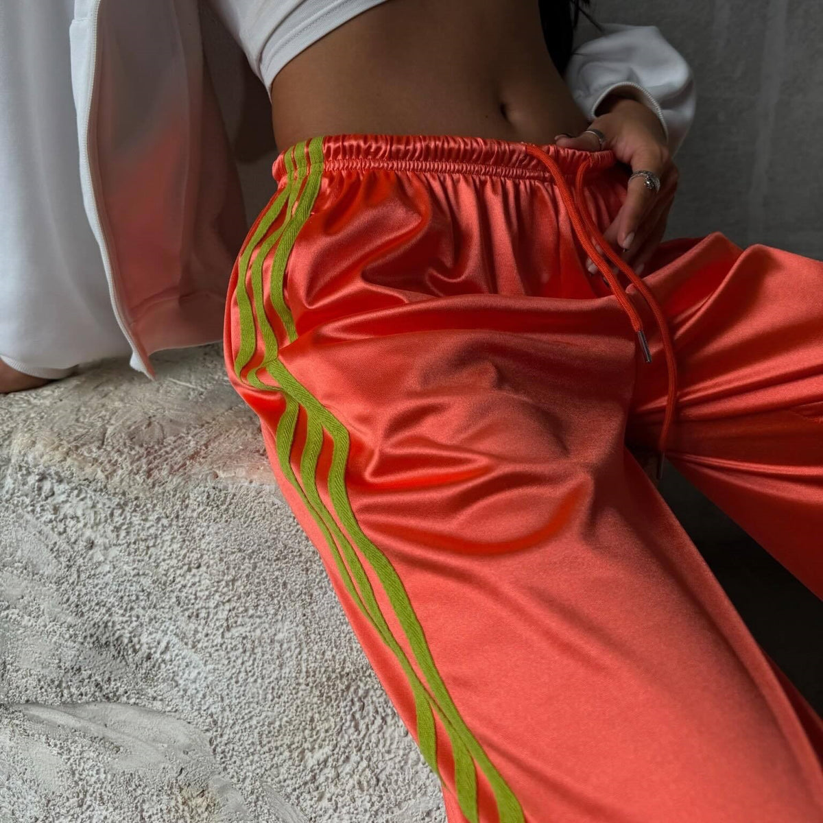 Casual Street-style Lace-up Pantalons à trois rayures
