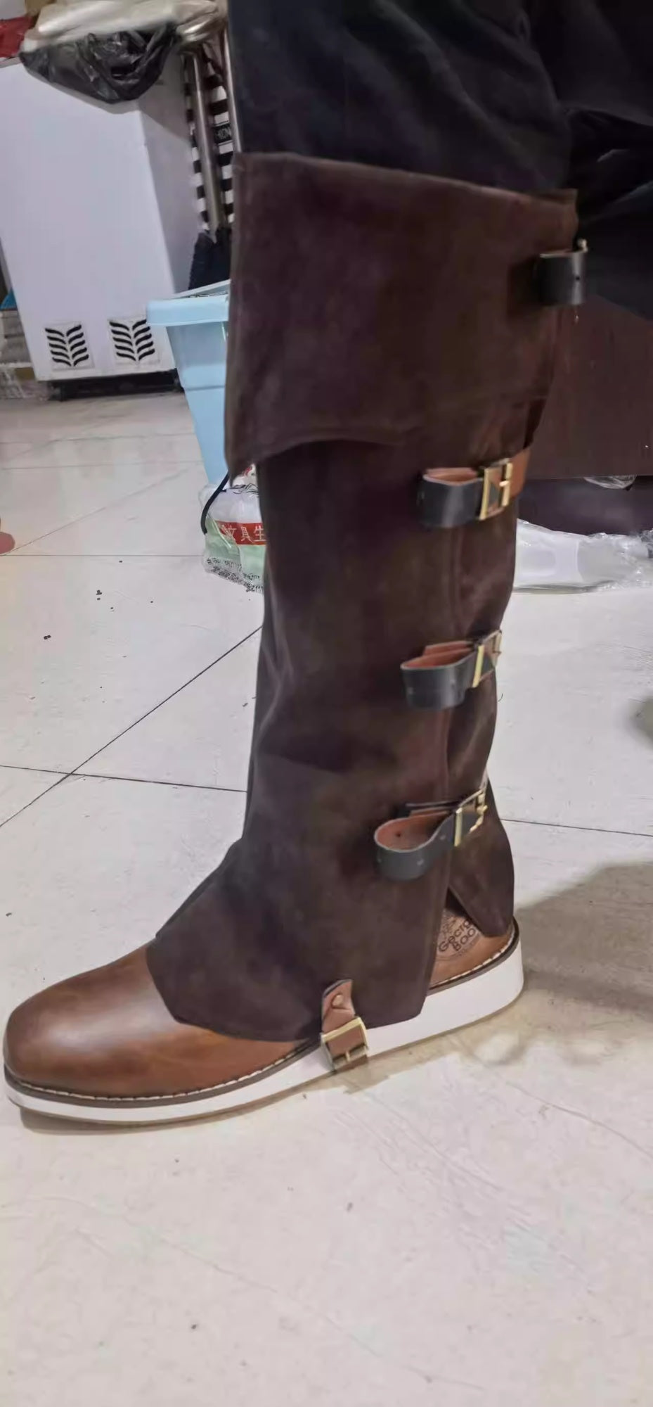 Bottes d'armure de jambe rétro Viking Renaissance médiévale