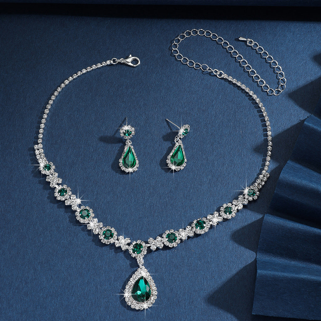 Bijoux de mariée femmes ensemble européen et américain cristal goutte d'eau