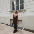 Robe de fête sans épaule sans dos Super Deep V Bandeau Slim-fit