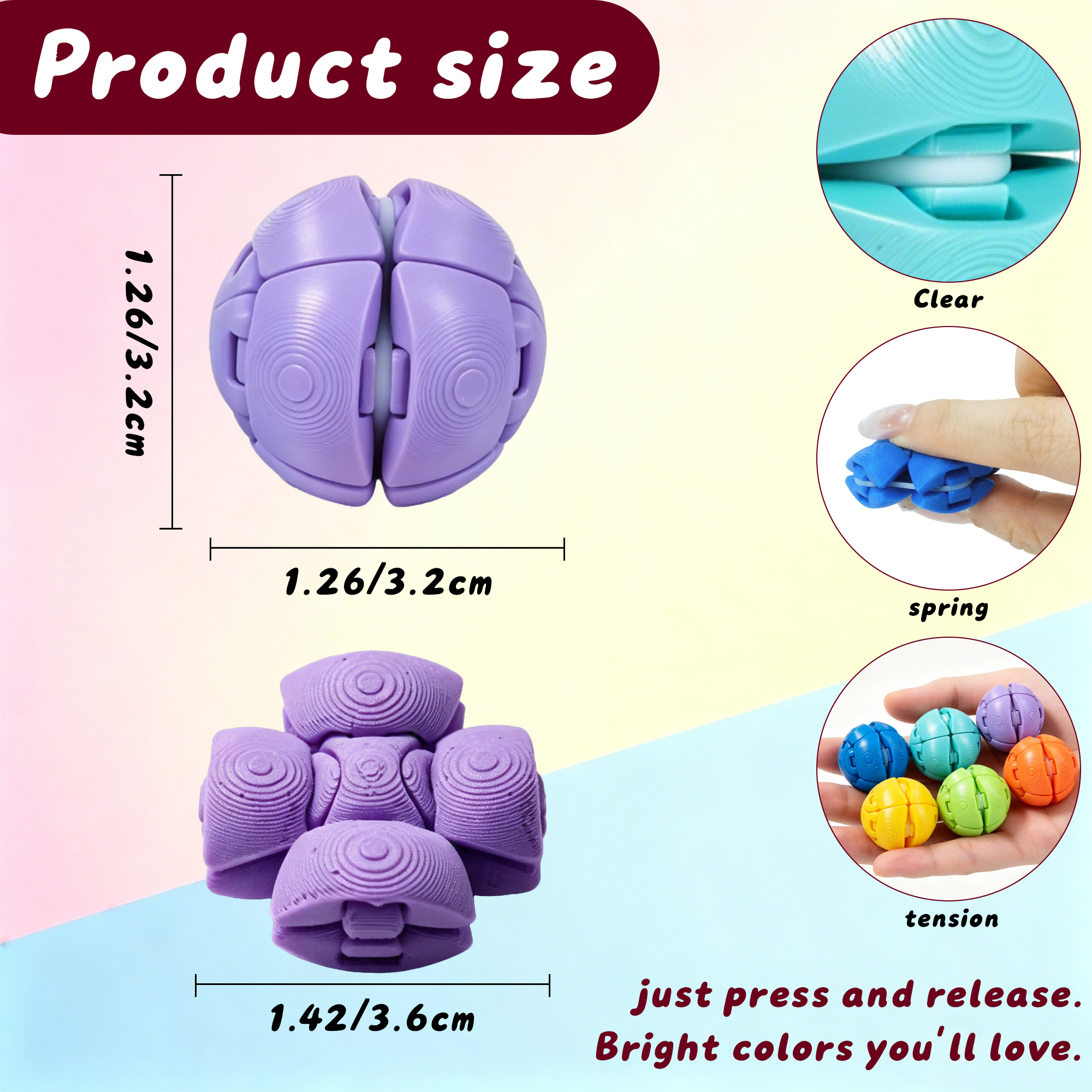 Balles fidget imprimées 3D 9PCS