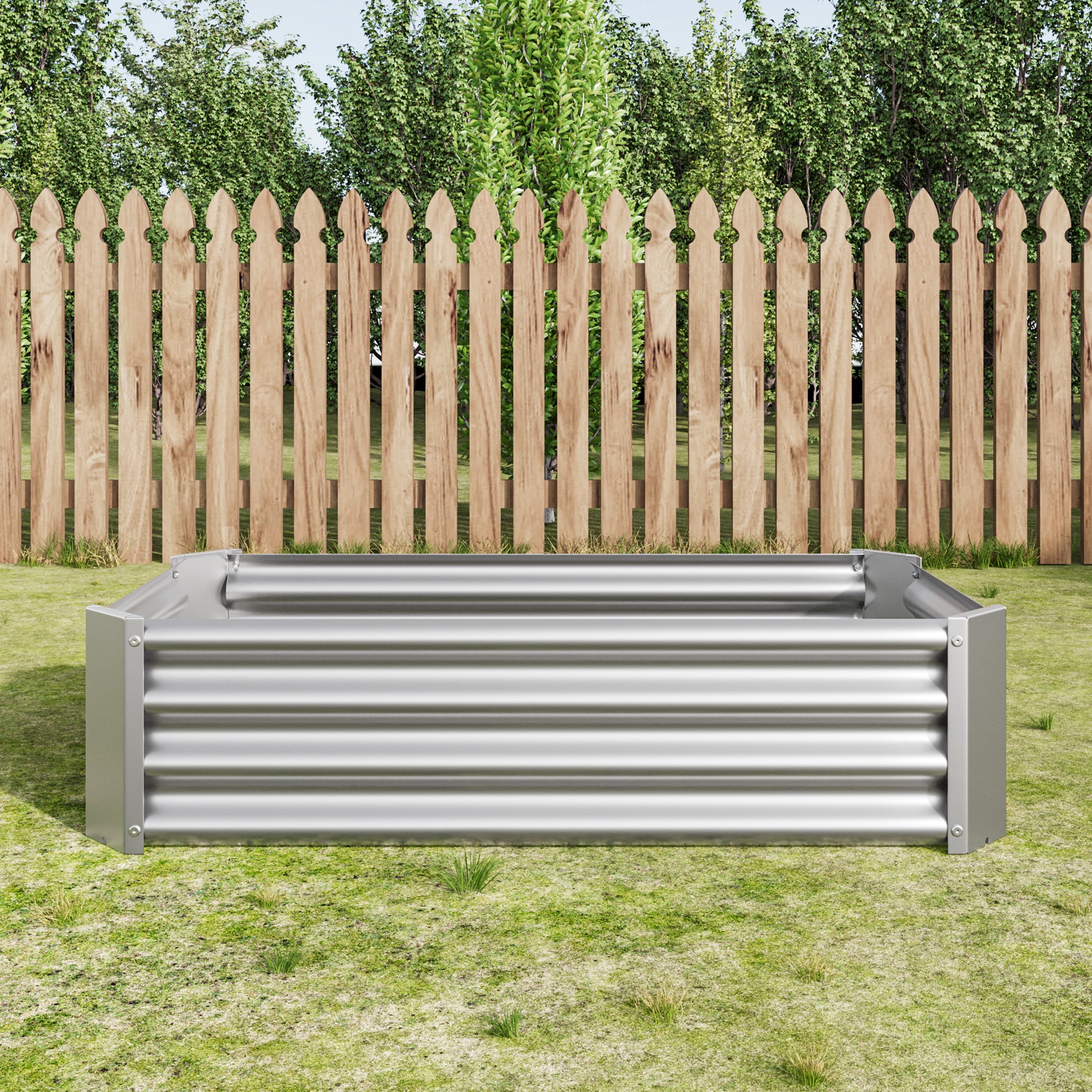 2PCS Silver 4×2×1ft Lit de jardin surélevé en métal