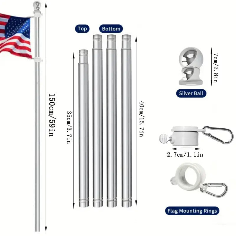 Mur suspendu extérieur 18 M 6ft Cinq sections en acier inoxydable Flagpoles