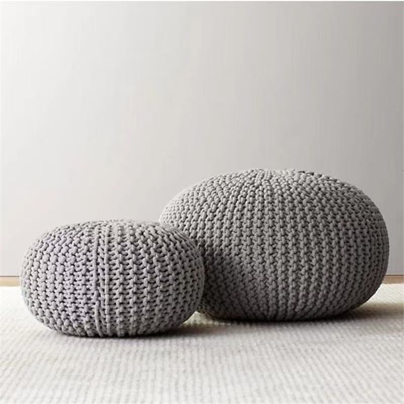 Couvercle de coussin de boule de décoration ottomane simple rond tissé à la main