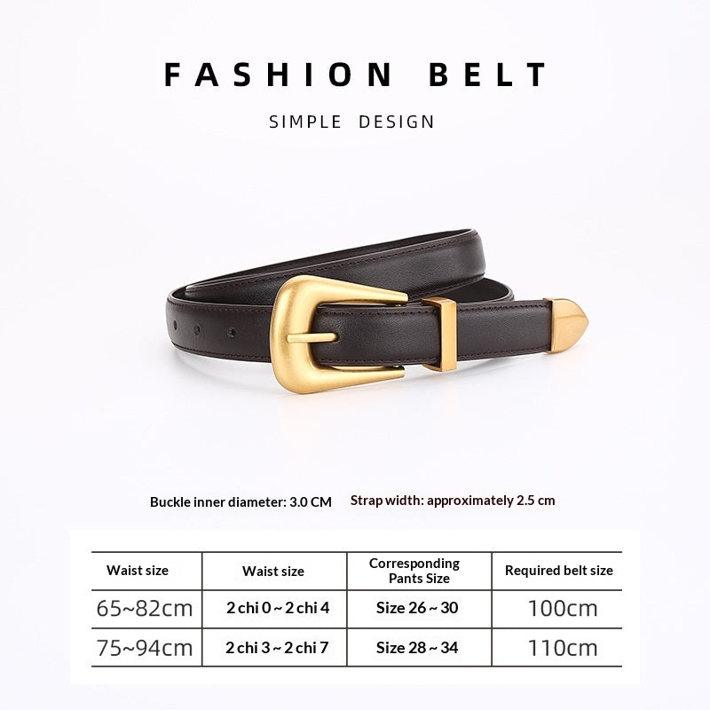 Femmes Retro Mode Unisexe Versatile Ceinture en cuir carré