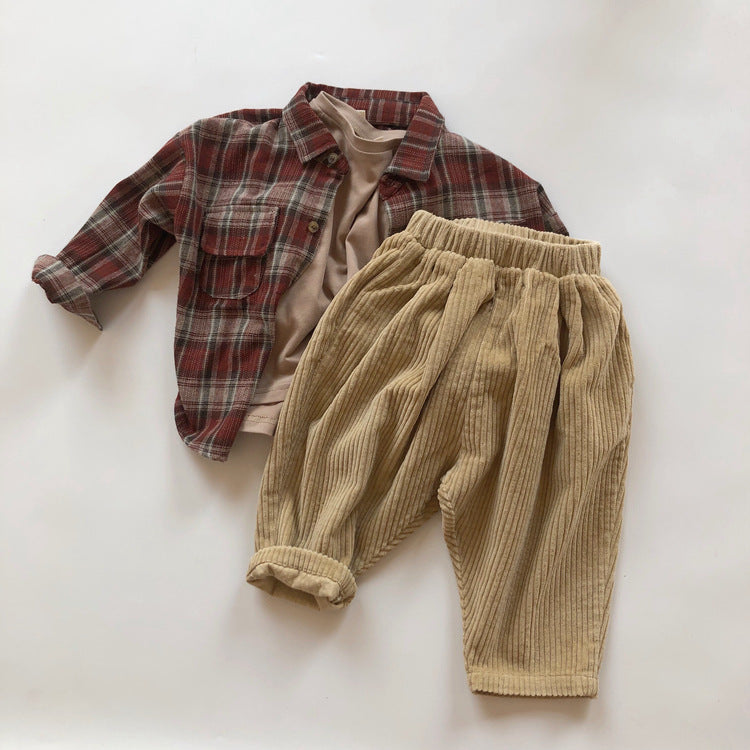 Garçons et filles épais Velours rayés Casual épais Pantalons radish