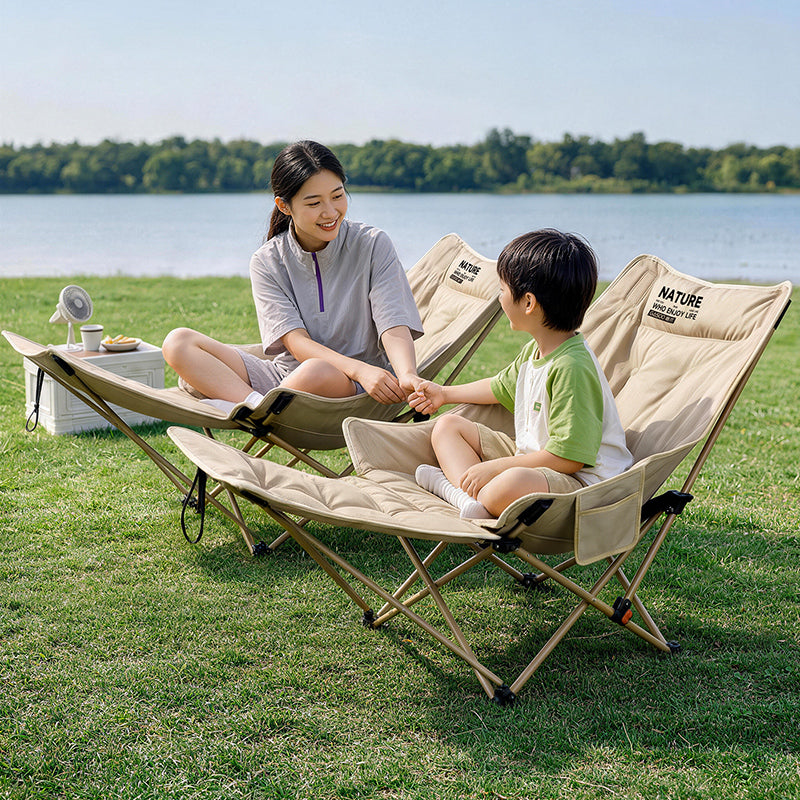 Chaise de camping pliante avec repose pied amovible